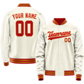 Personalized Cream & Orange Solid Color Varsity Letterman Jacket