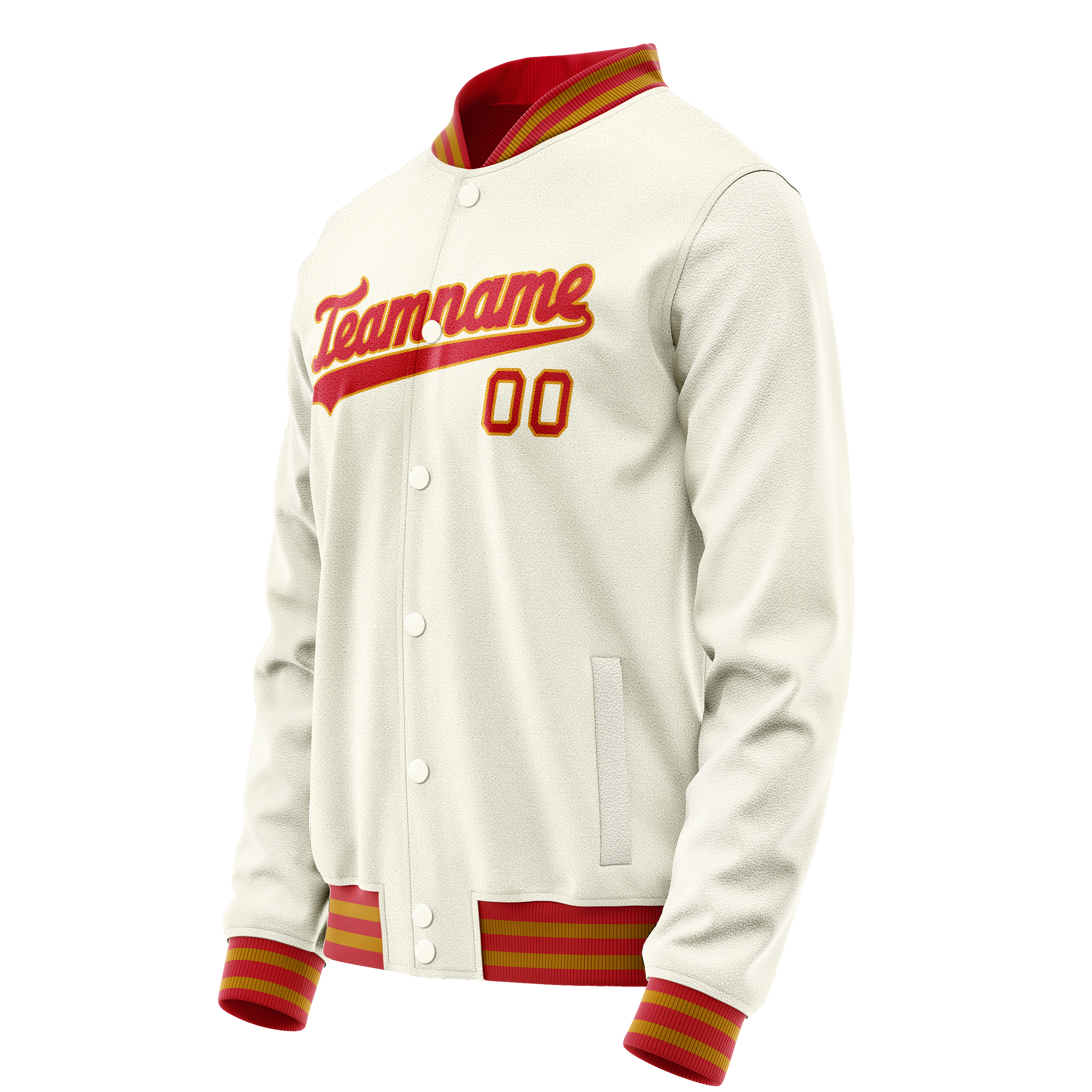 Personalized Cream & Orange Solid Color Varsity Letterman Jacket