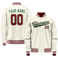 Personalized Cream & Green Solid Color Varsity Letterman Jacket