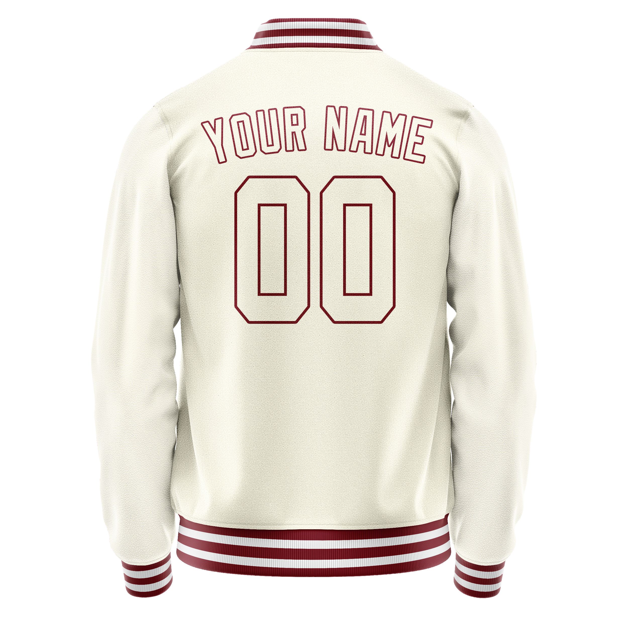 Personalized Cream & Red Solid Color Varsity Letterman Jacket