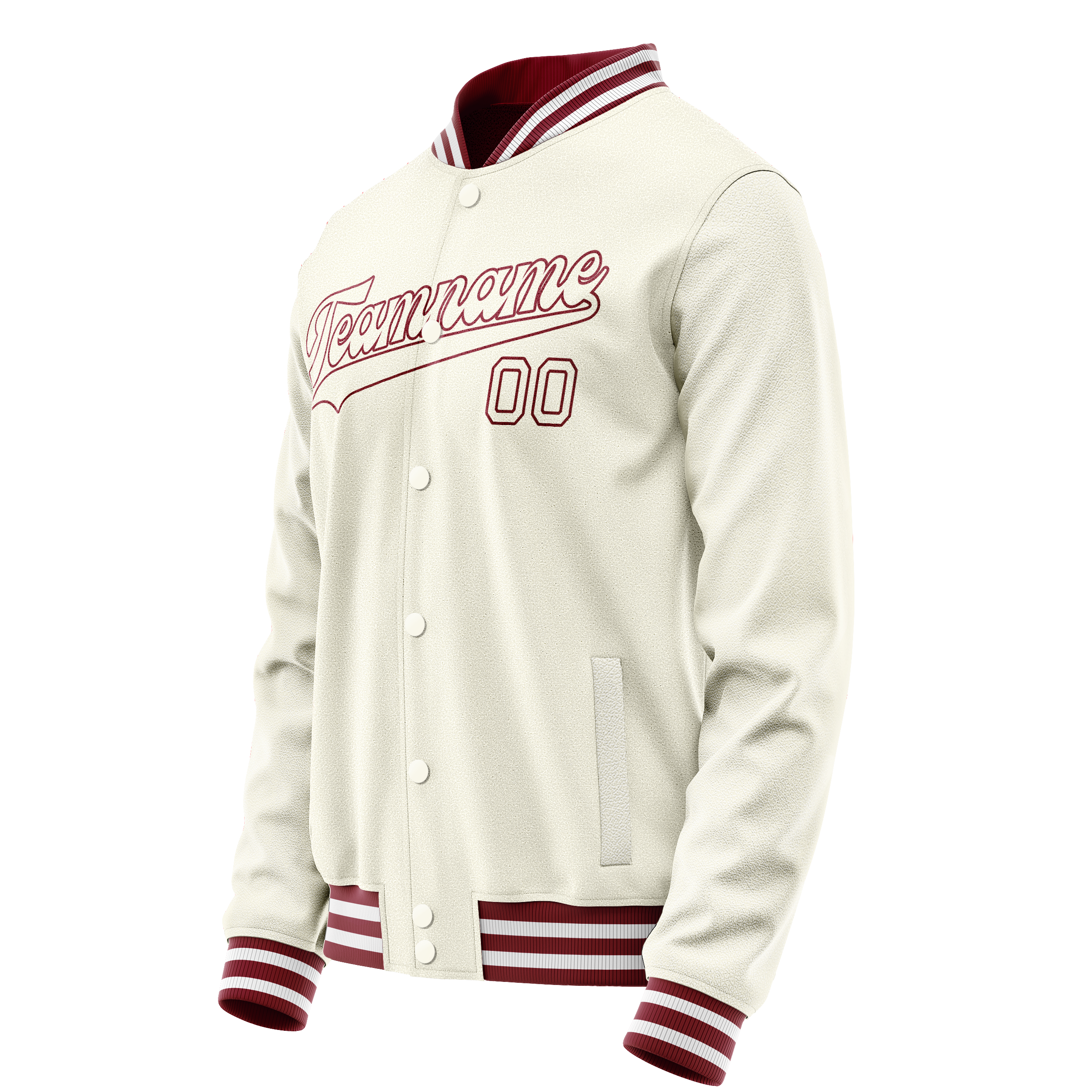 Personalized Cream & Red Solid Color Varsity Letterman Jacket