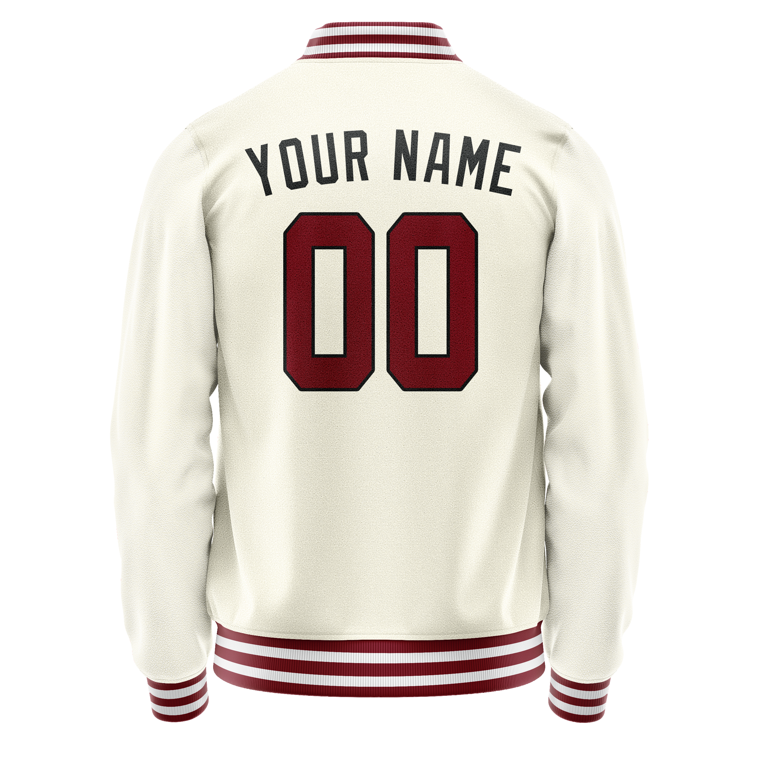 Personalized Cream & Red Solid Color Varsity Letterman Jacket
