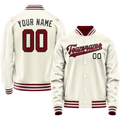 Personalized Cream & Red Solid Color Varsity Letterman Jacket