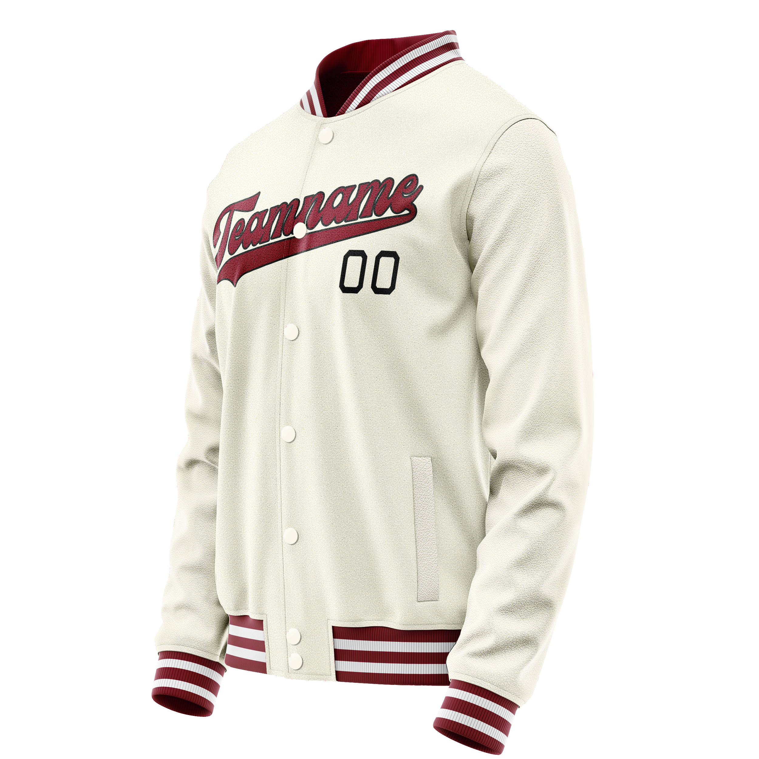 Personalized Cream & Red Solid Color Varsity Letterman Jacket