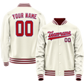 Personalized Cream & Red Solid Color Varsity Letterman Jacket