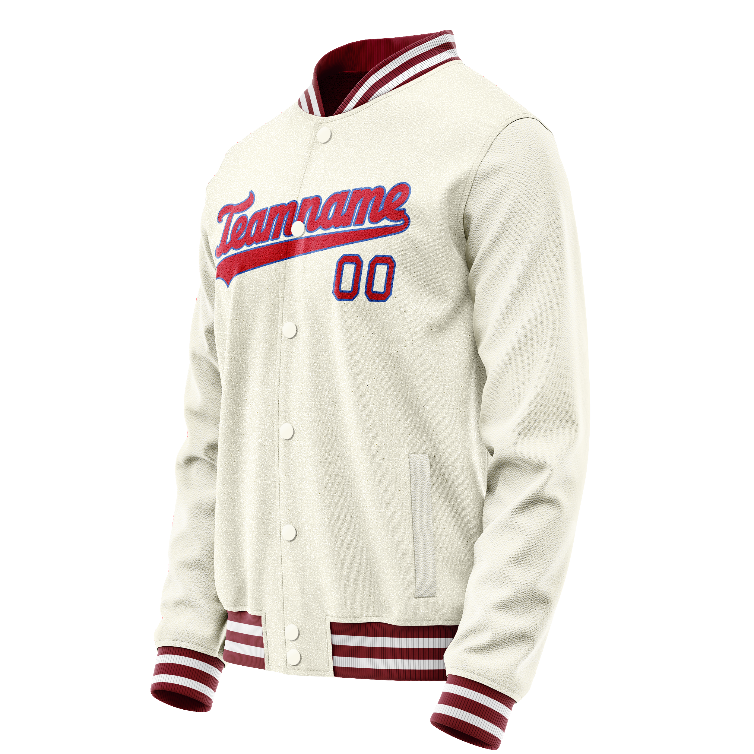 Personalized Cream & Red Solid Color Varsity Letterman Jacket