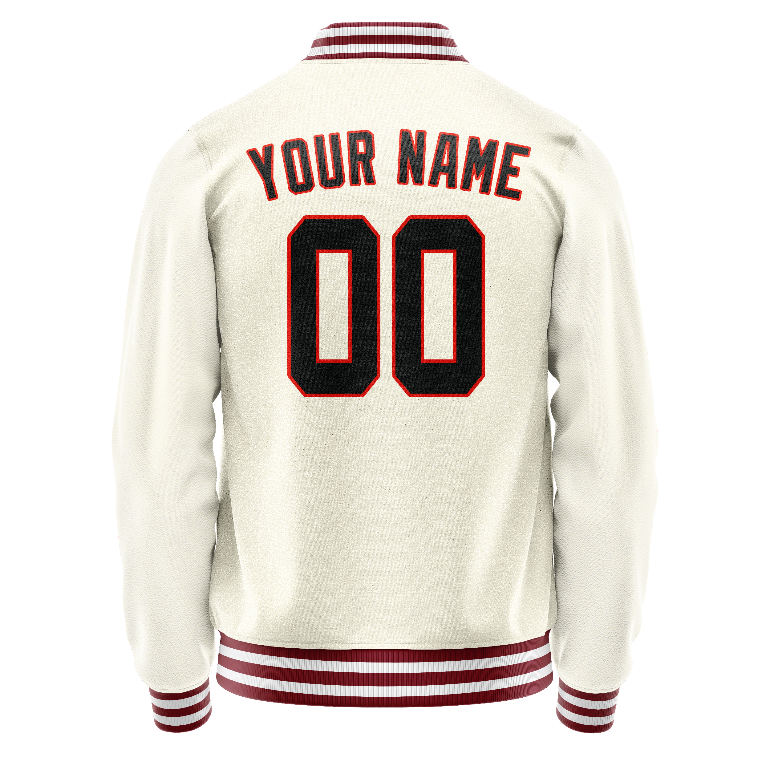 Personalized Cream & Black Solid Color Varsity Letterman Jacket