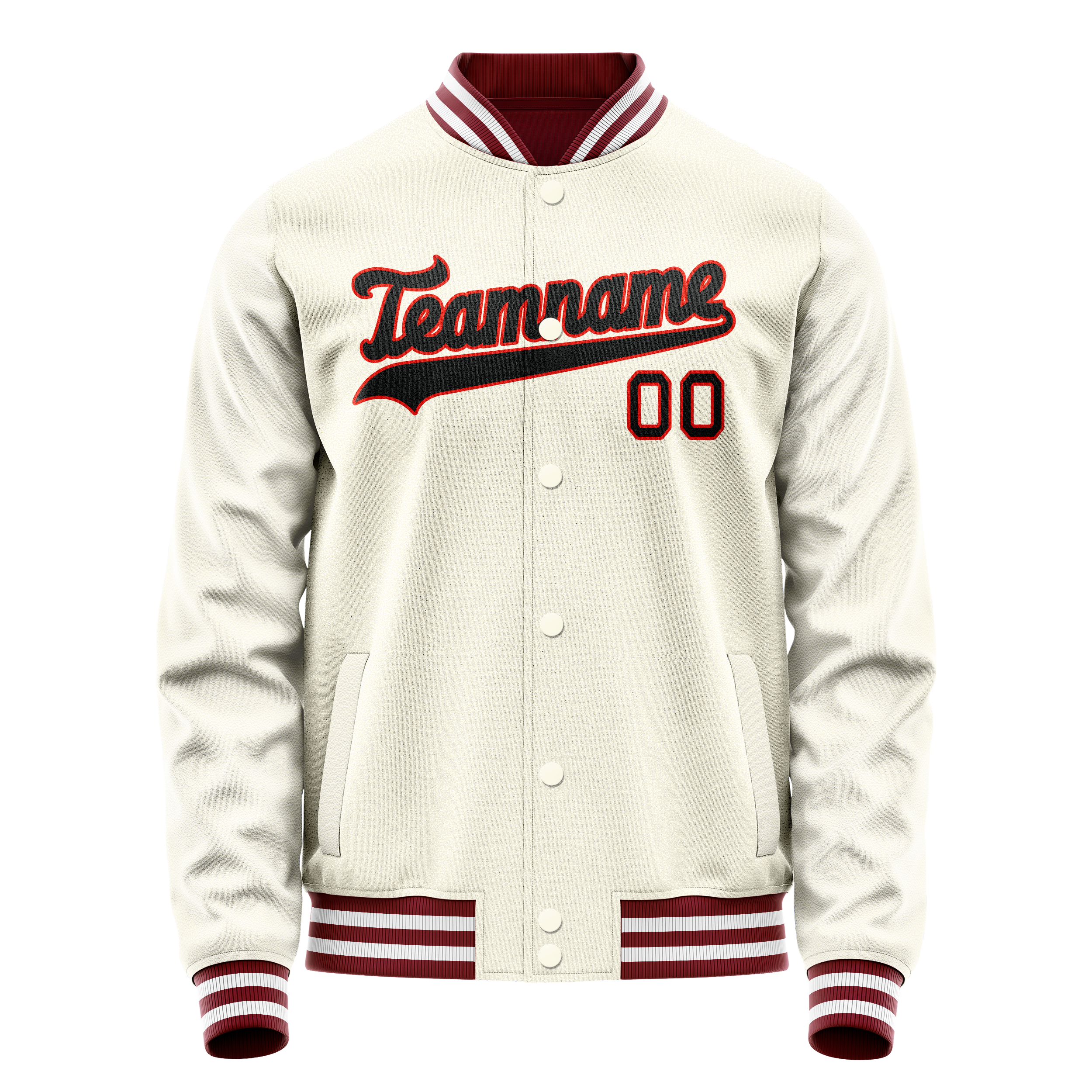Personalized Cream & Black Solid Color Varsity Letterman Jacket