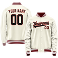 Personalized Cream & Black Solid Color Varsity Letterman Jacket