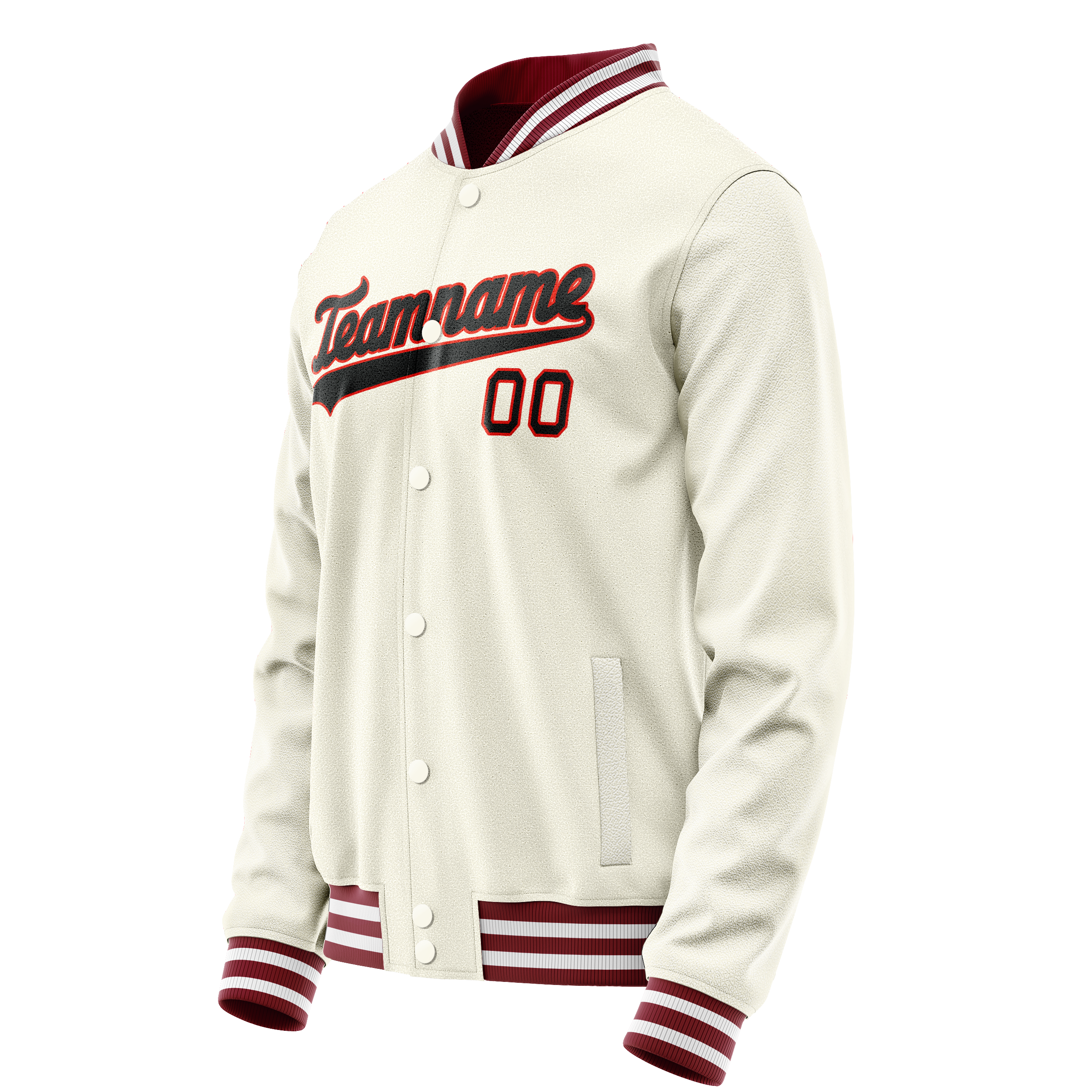 Personalized Cream & Black Solid Color Varsity Letterman Jacket