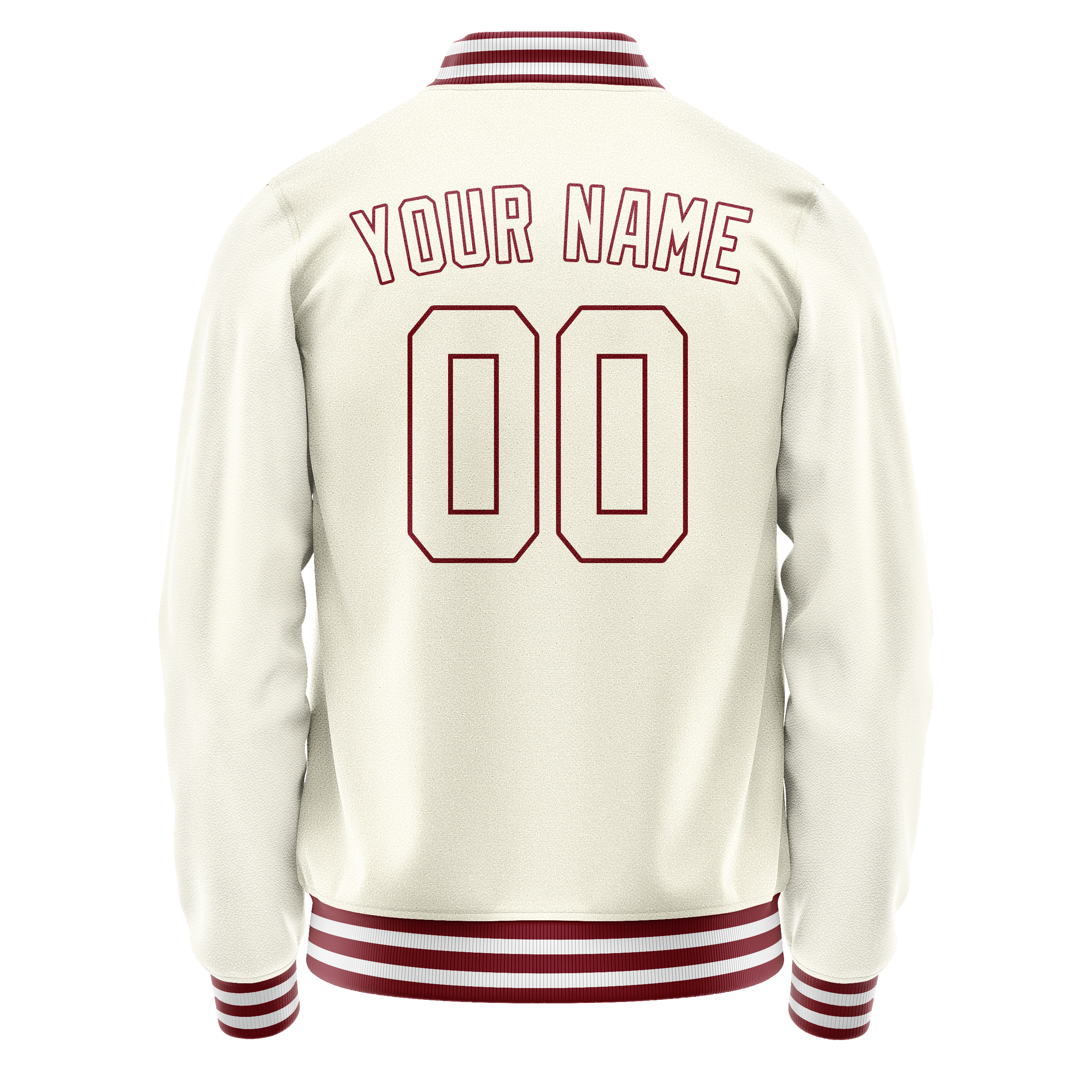 Personalized Cream & Crimson Solid Color Varsity Letterman Jacket