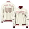 Personalized Cream & Crimson Solid Color Varsity Letterman Jacket