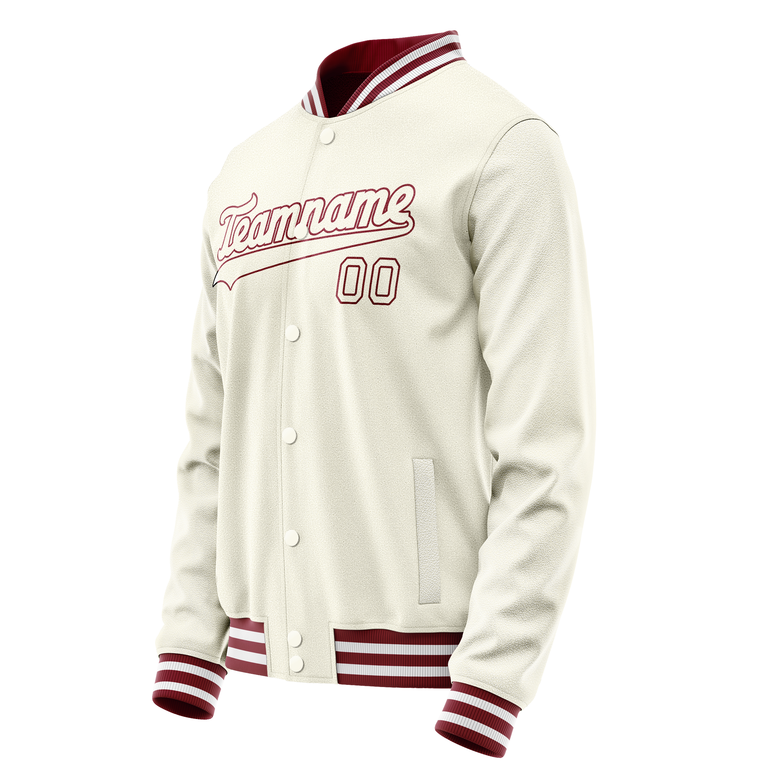 Personalized Cream & Crimson Solid Color Varsity Letterman Jacket