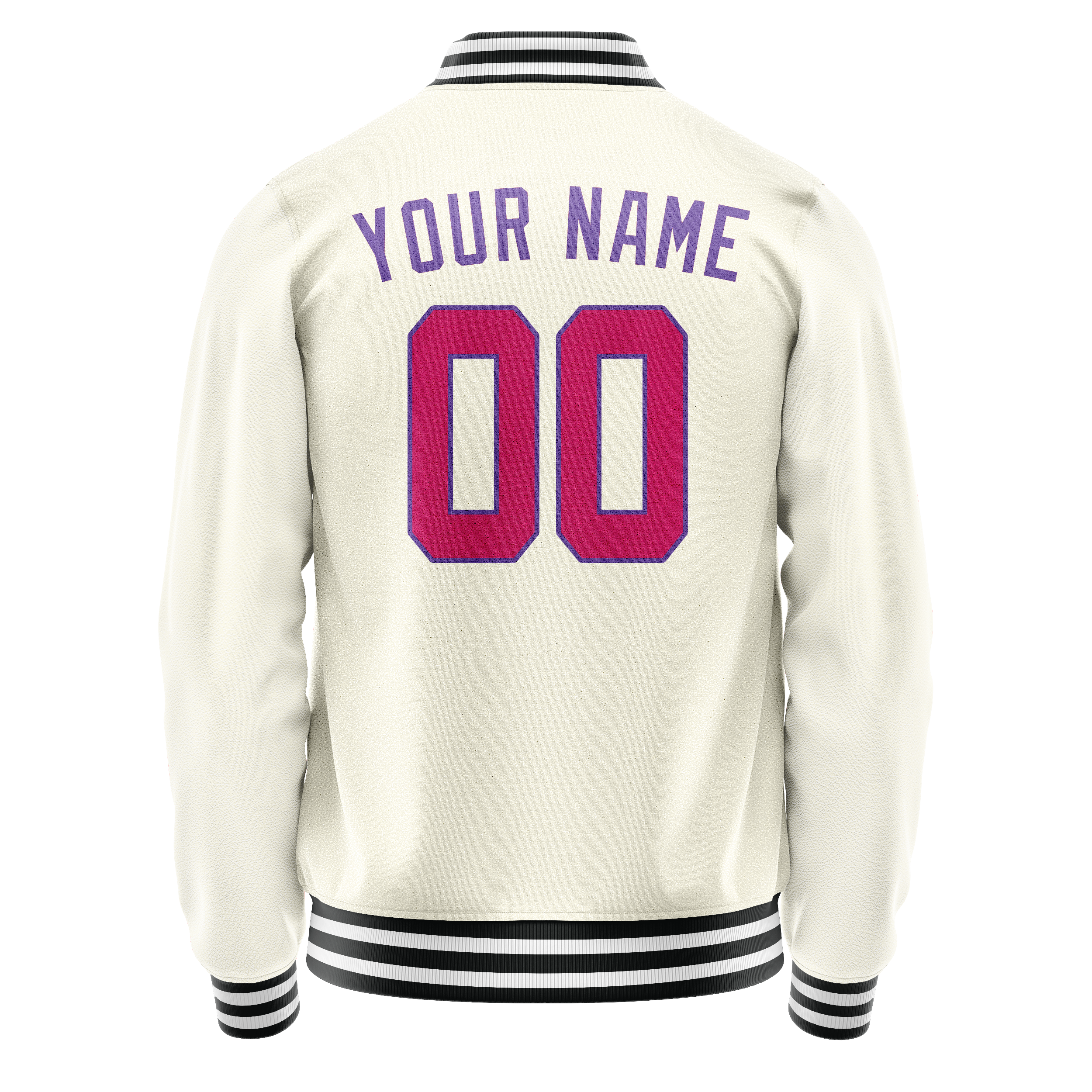 Personalized Cream & Purple Solid Color Varsity Letterman Jacket