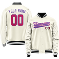 Personalized Cream & Purple Solid Color Varsity Letterman Jacket