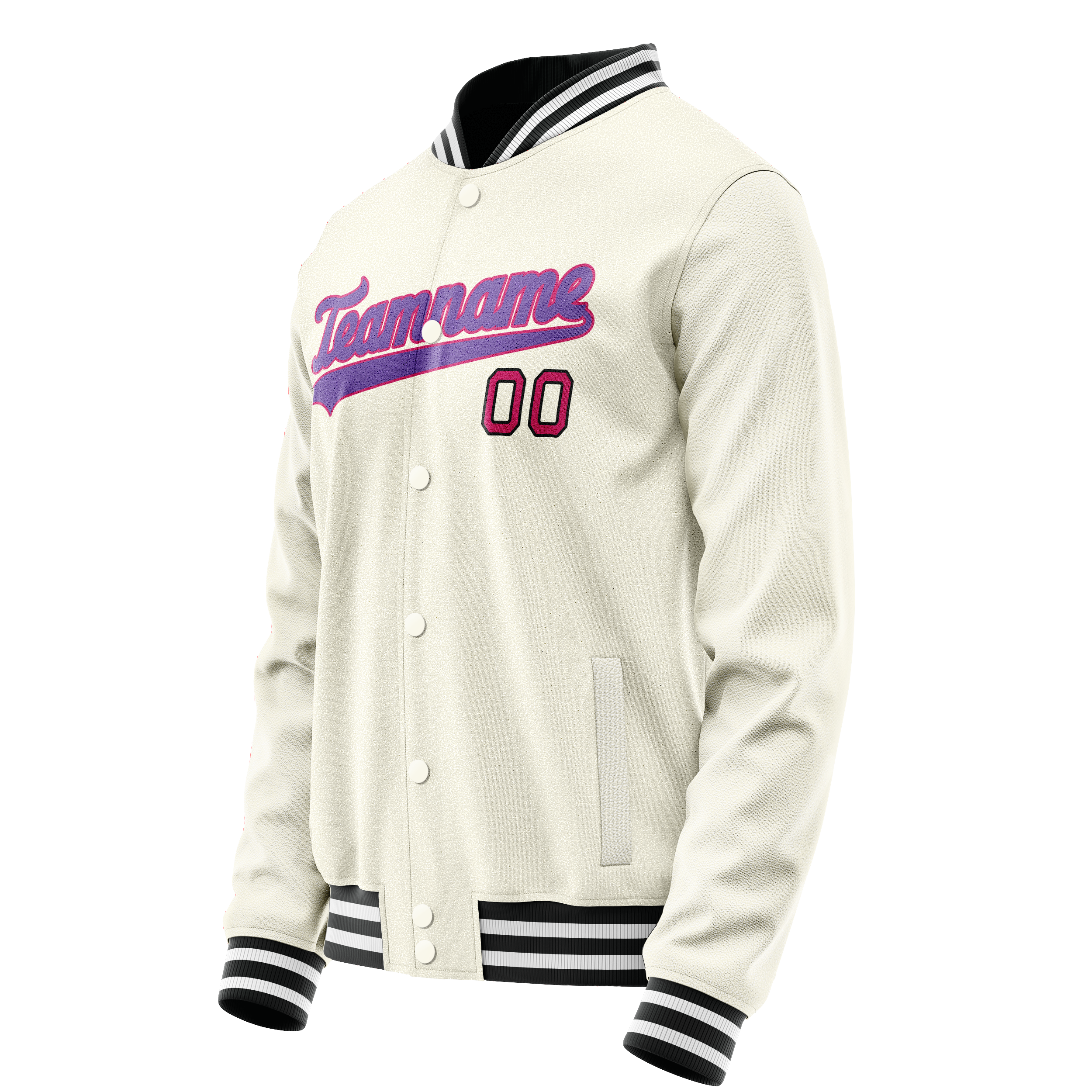 Personalized Cream & Purple Solid Color Varsity Letterman Jacket