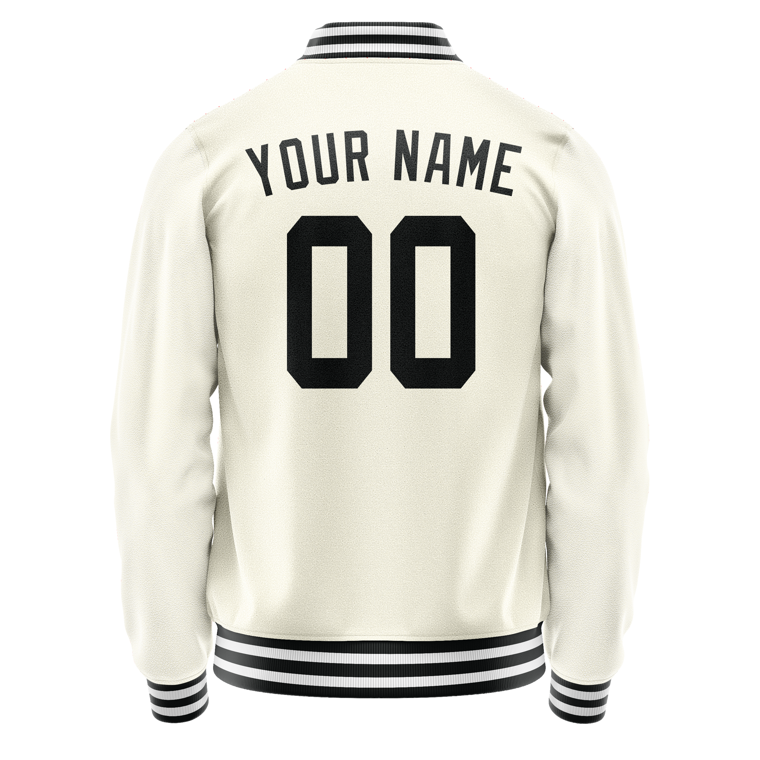 Personalized Cream & Black Solid Color Varsity Letterman Jacket