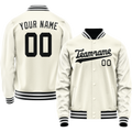 Personalized Cream & Black Solid Color Varsity Letterman Jacket