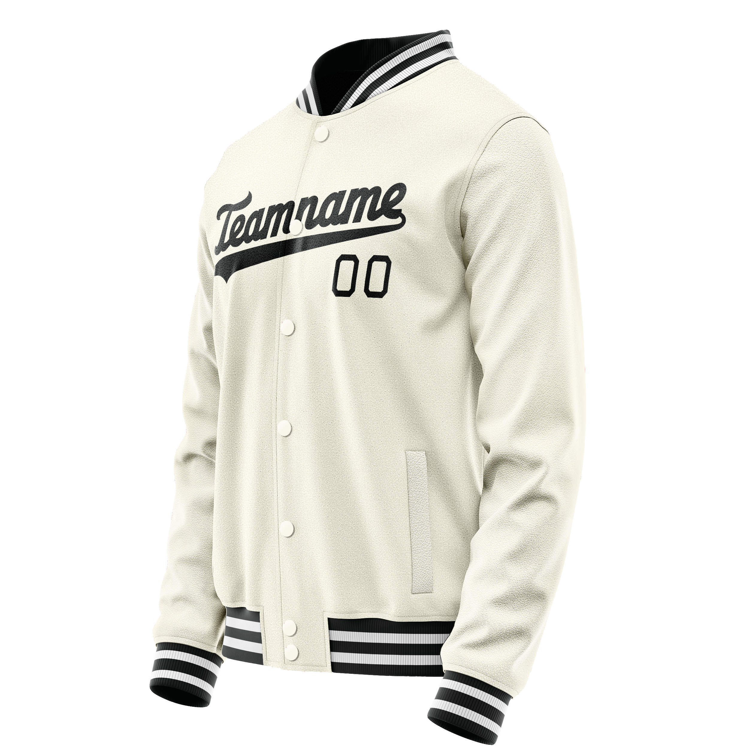 Personalized Cream & Black Solid Color Varsity Letterman Jacket