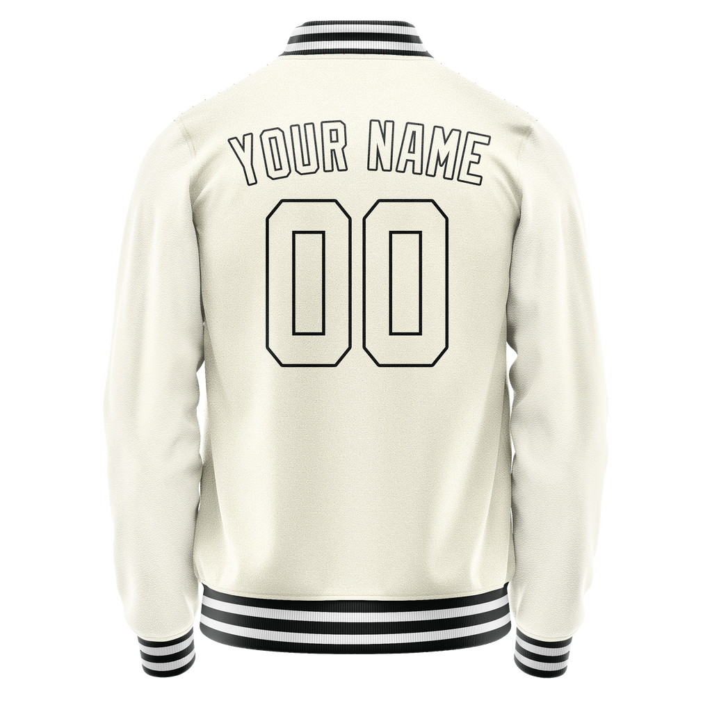 Personalized Cream & Black Solid Color Varsity Letterman Jacket