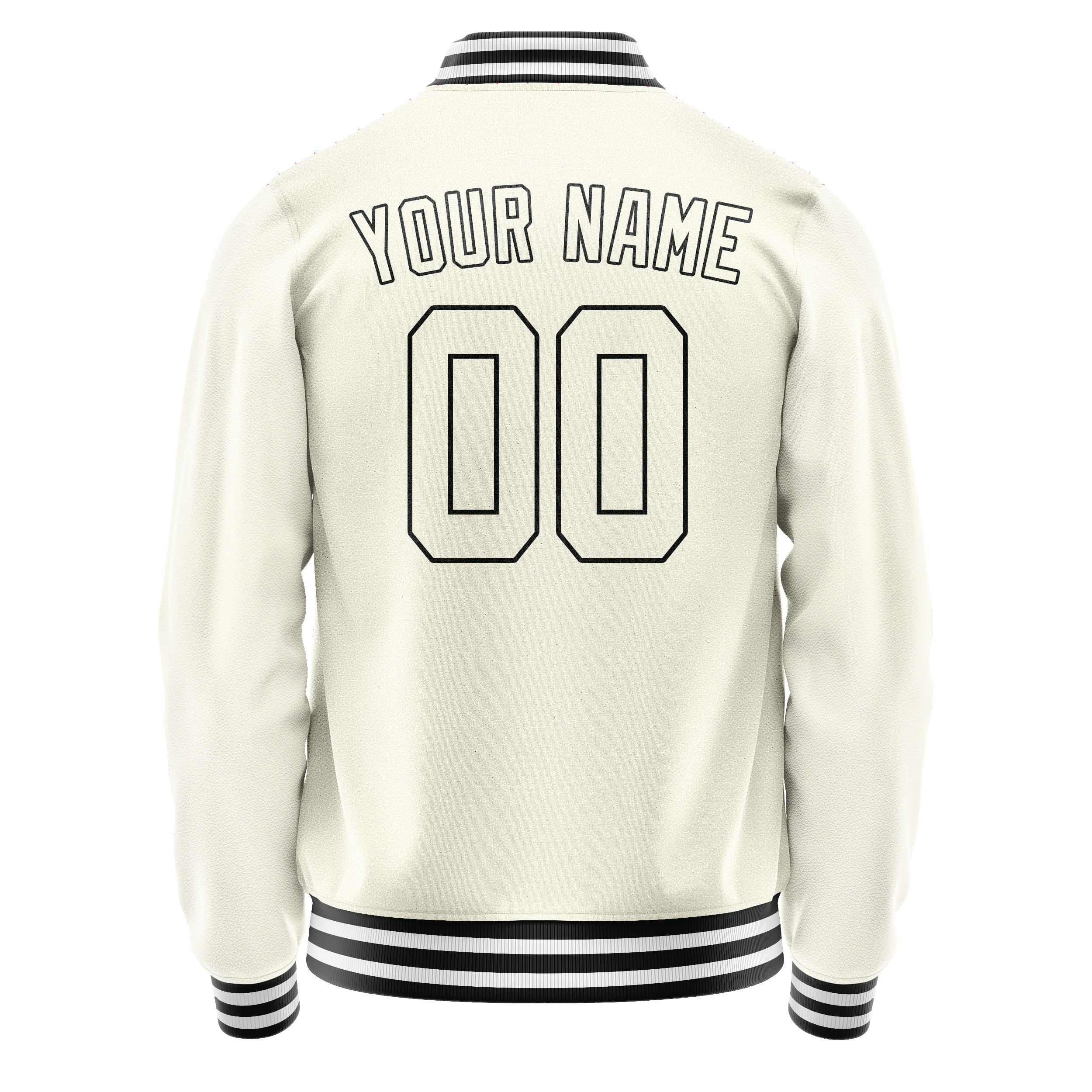 Personalized Cream & Black Solid Color Varsity Letterman Jacket
