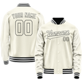 Personalized Cream & Black Solid Color Varsity Letterman Jacket