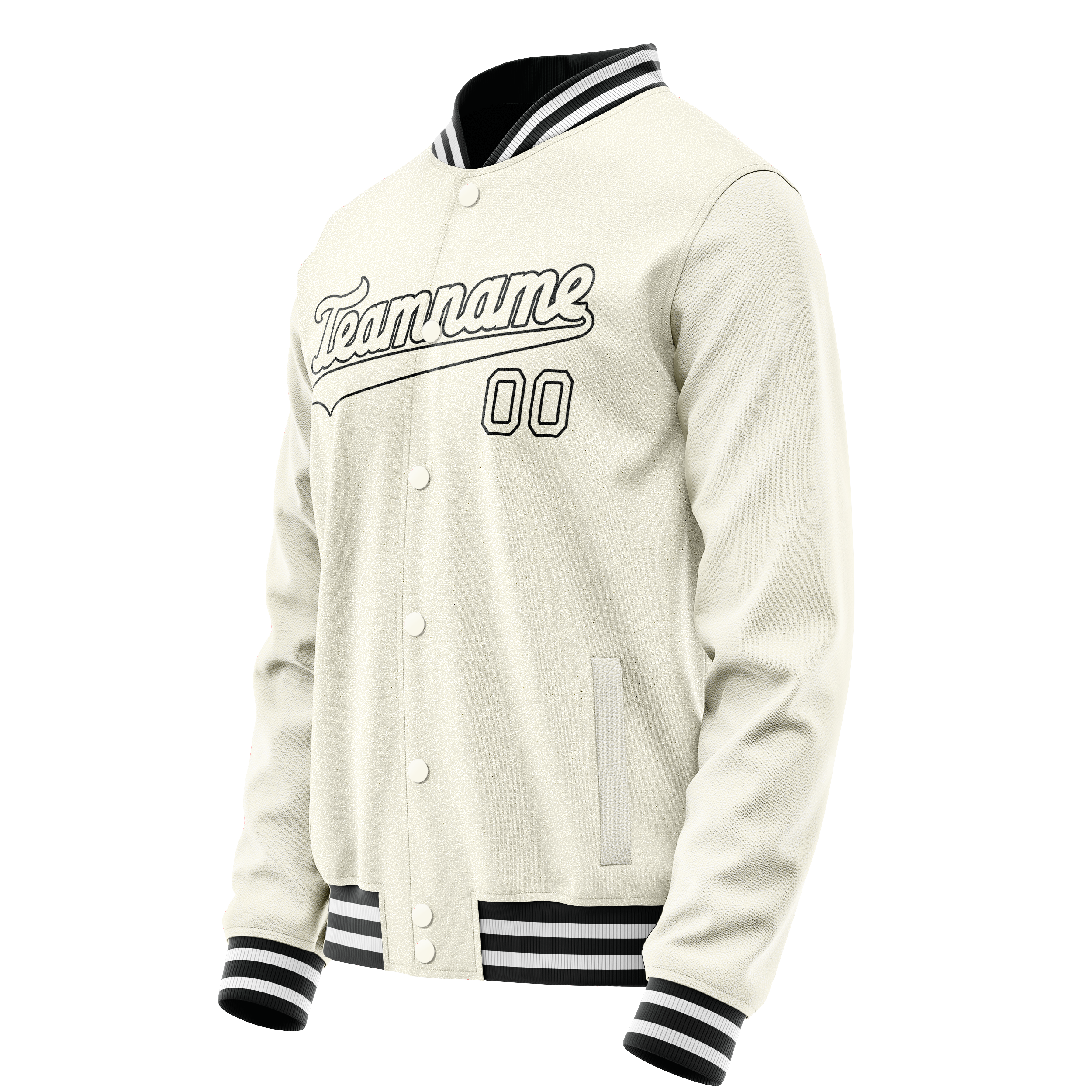 Personalized Cream & Black Solid Color Varsity Letterman Jacket