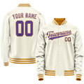 Personalized Cream & Purple Solid Color Varsity Letterman Jacket