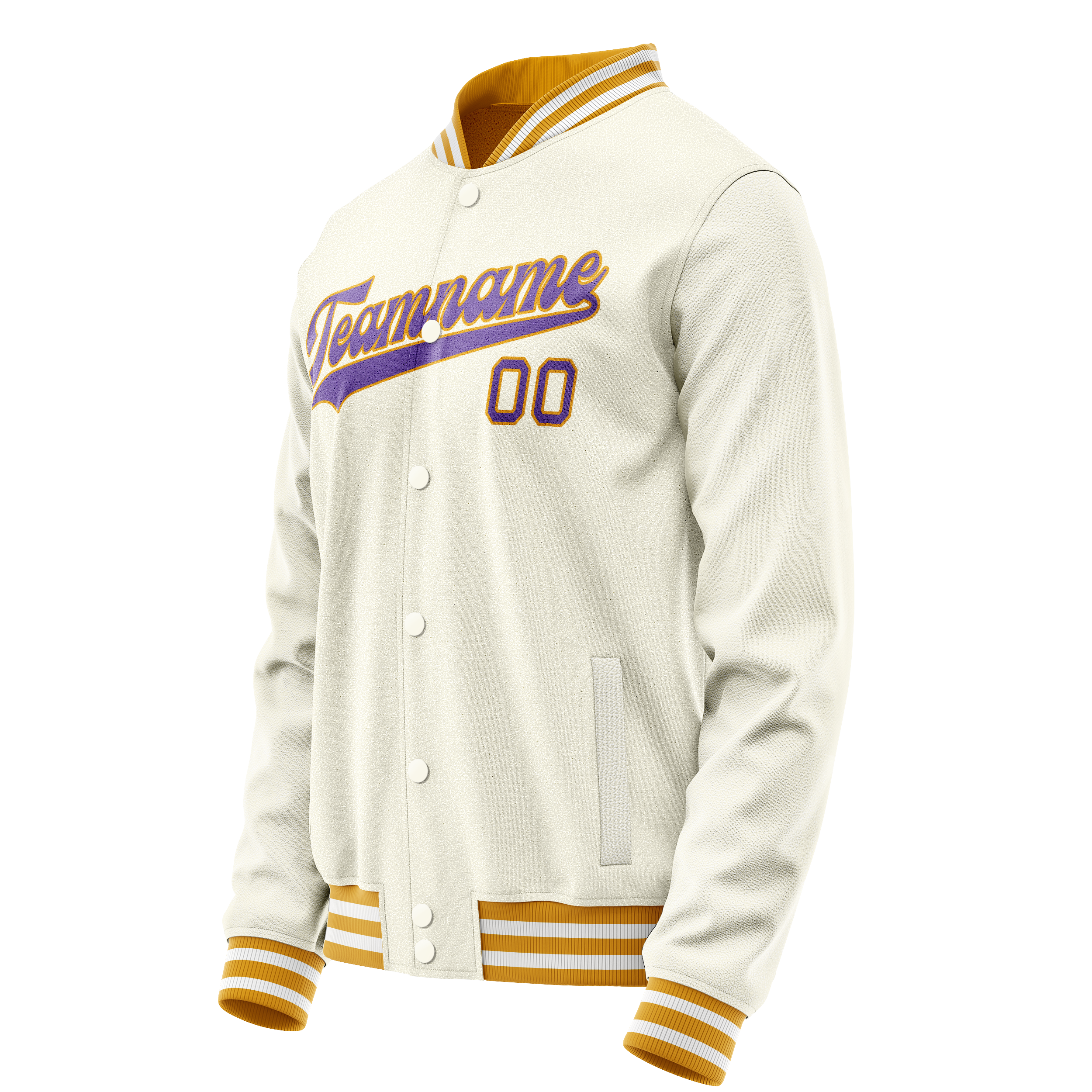 Personalized Cream & Purple Solid Color Varsity Letterman Jacket