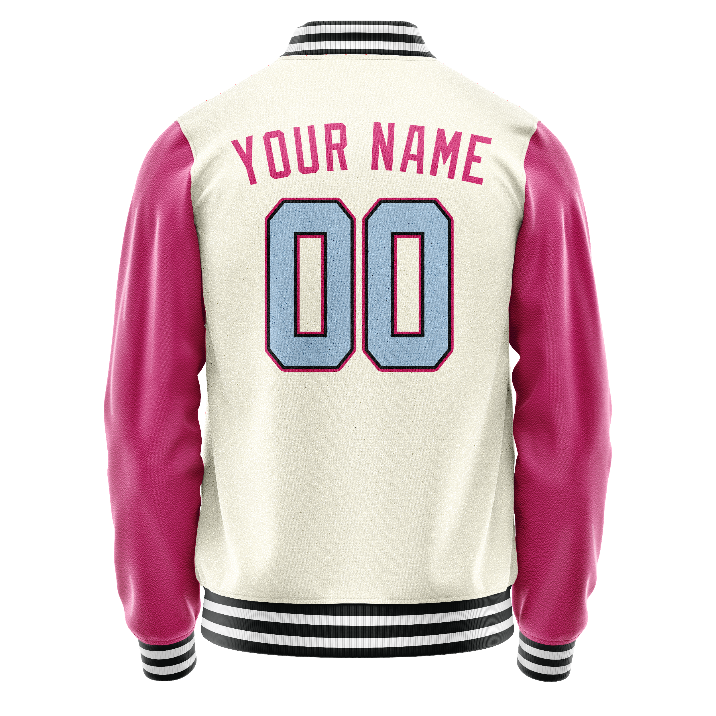 Personalized Cream & Pink Solid Color Varsity Letterman Jacket