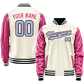 Personalized Cream & Pink Solid Color Varsity Letterman Jacket