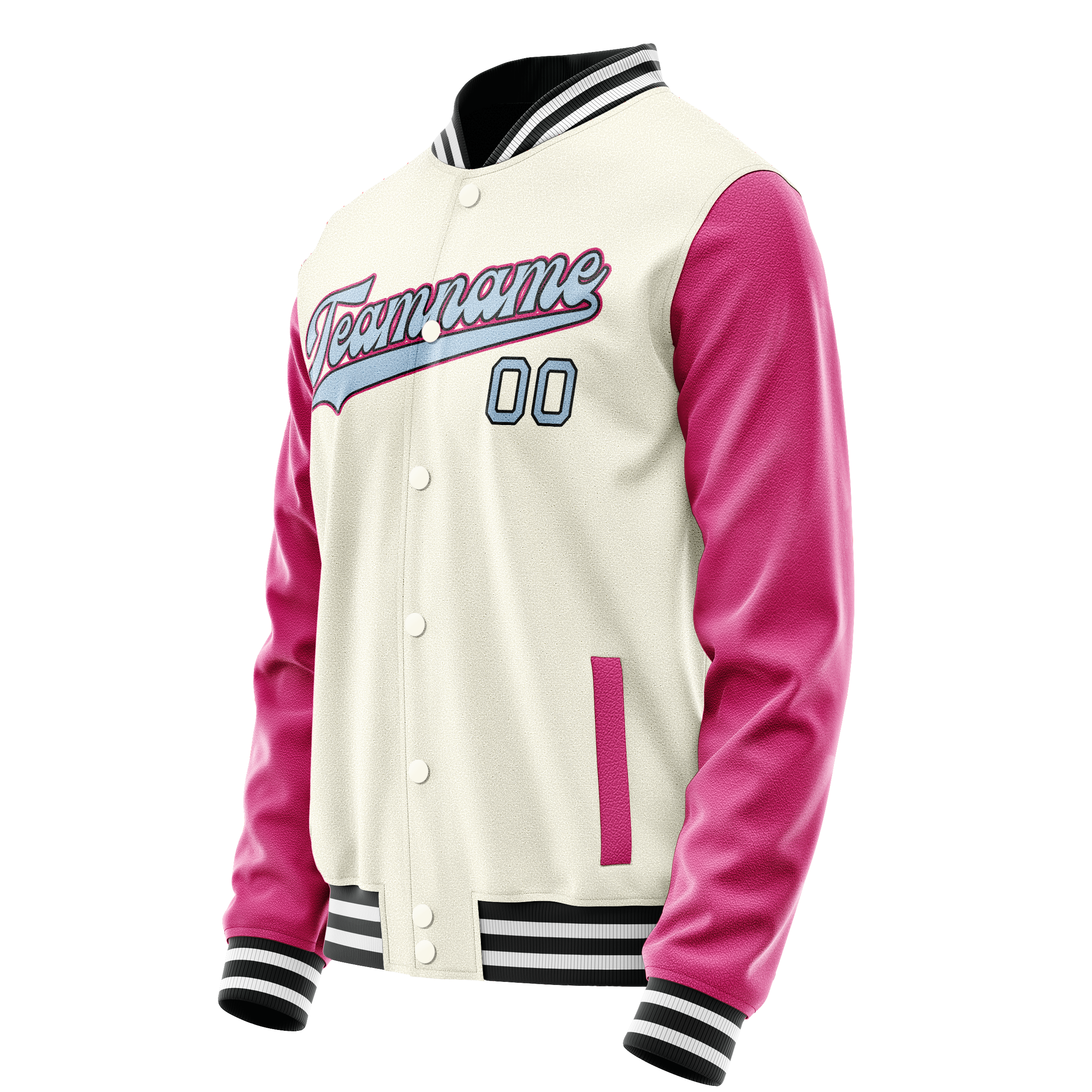 Personalized Cream & Pink Solid Color Varsity Letterman Jacket