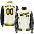 Personalized Cream & Black Solid Color Varsity Letterman Jacket
