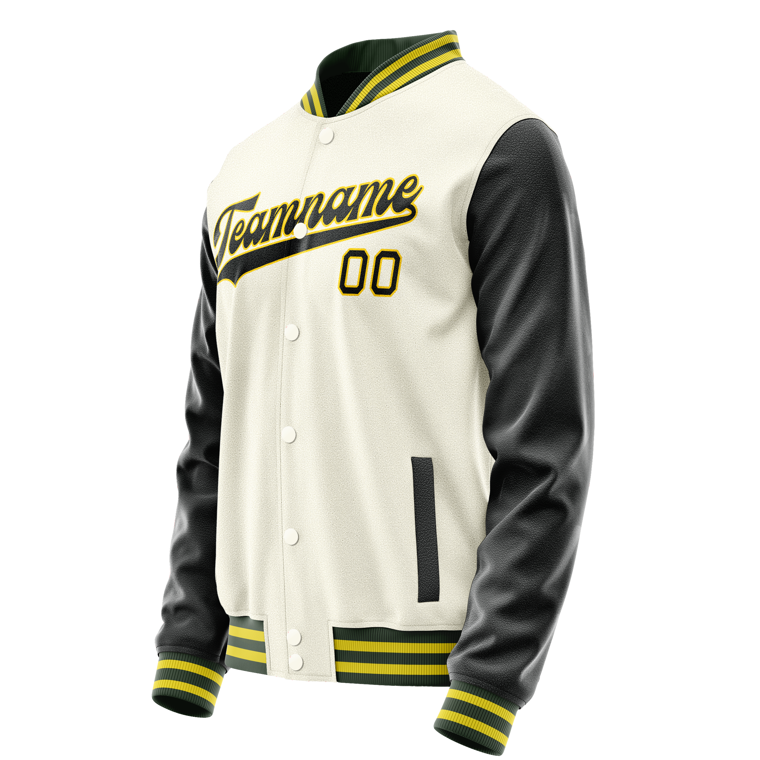Personalized Cream & Black Solid Color Varsity Letterman Jacket