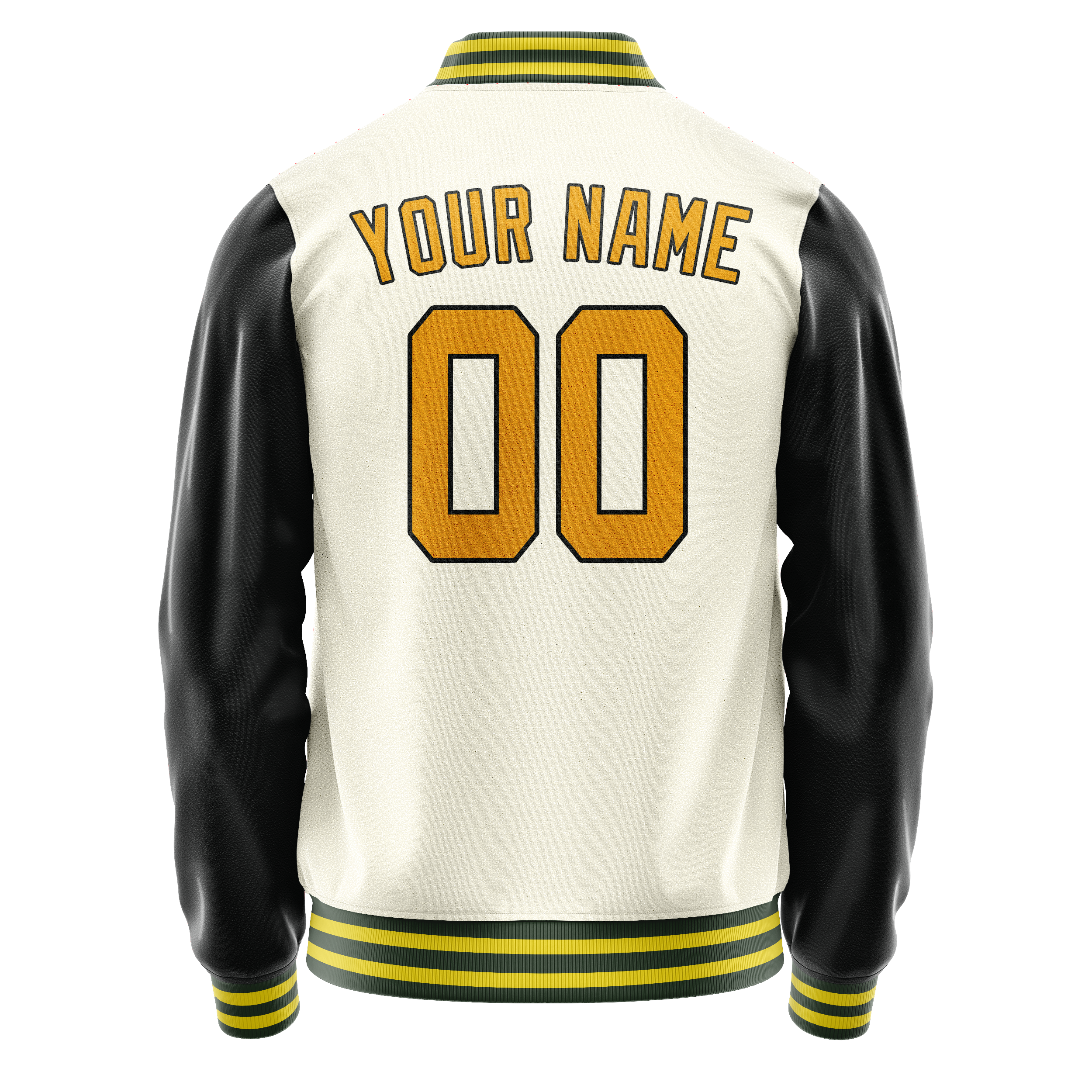 Personalized Cream & Black Solid Color Varsity Letterman Jacket