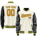 Personalized Cream & Black Solid Color Varsity Letterman Jacket