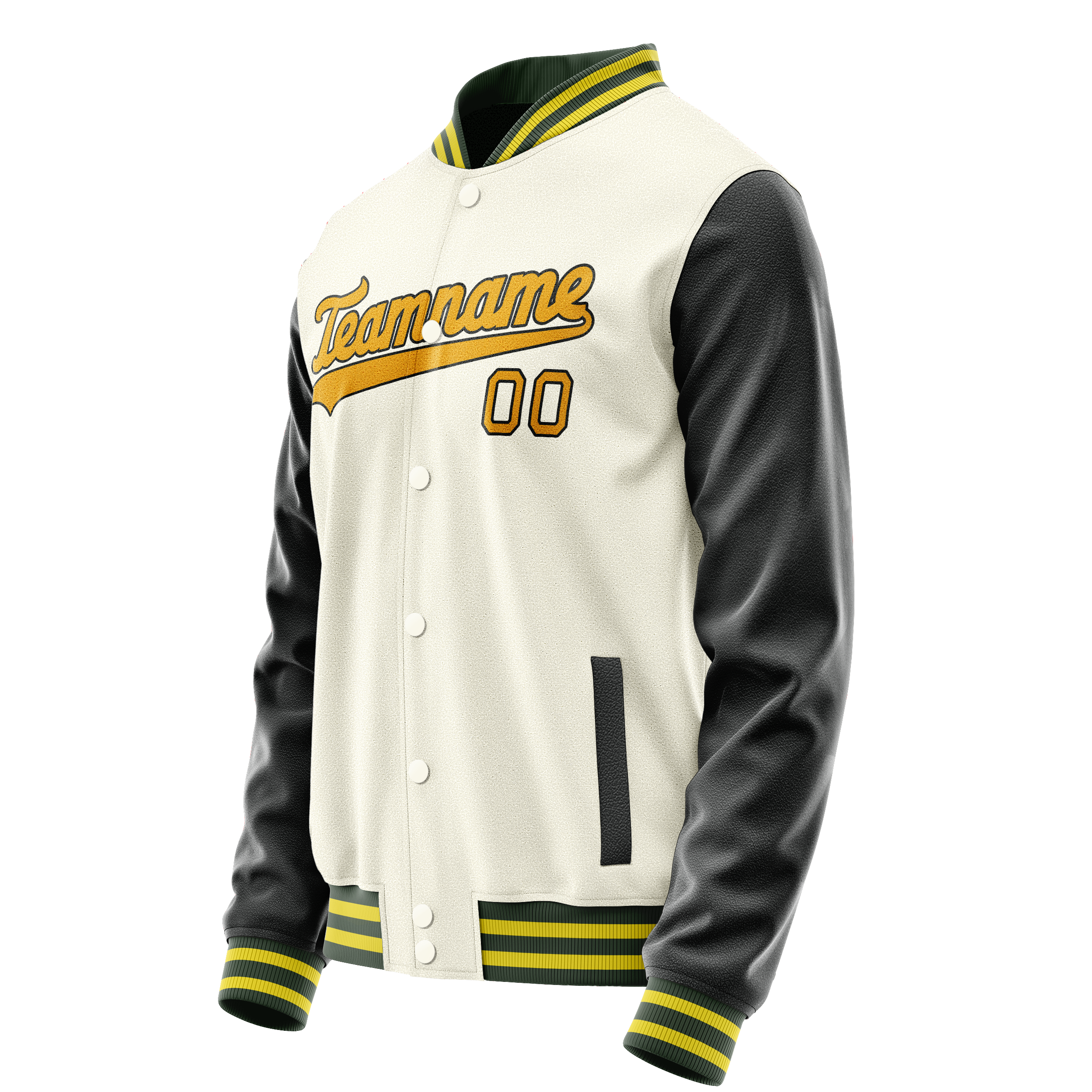 Personalized Cream & Black Solid Color Varsity Letterman Jacket