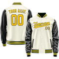 Personalized Cream & Black Solid Color Varsity Letterman Jacket
