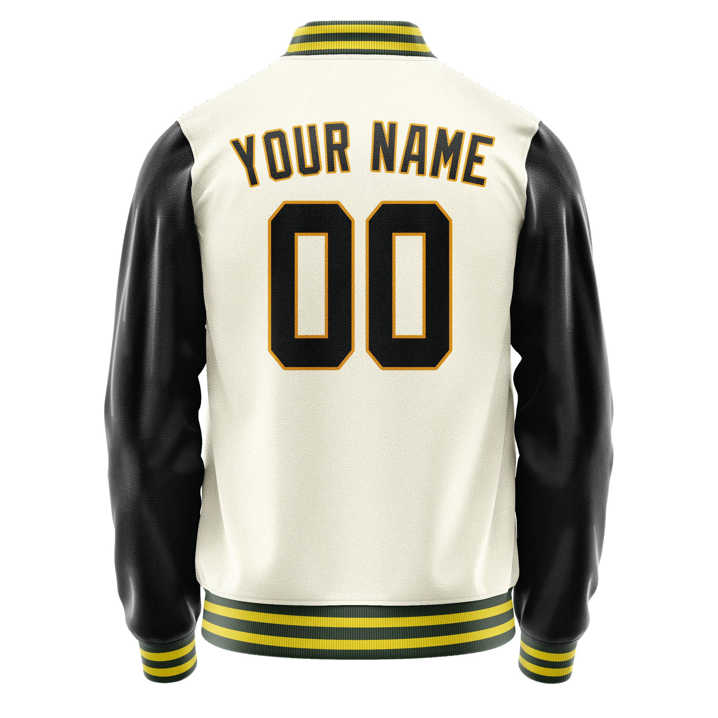 Personalized Cream & Black Solid Color Varsity Letterman Jacket