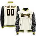Personalized Cream & Black Solid Color Varsity Letterman Jacket