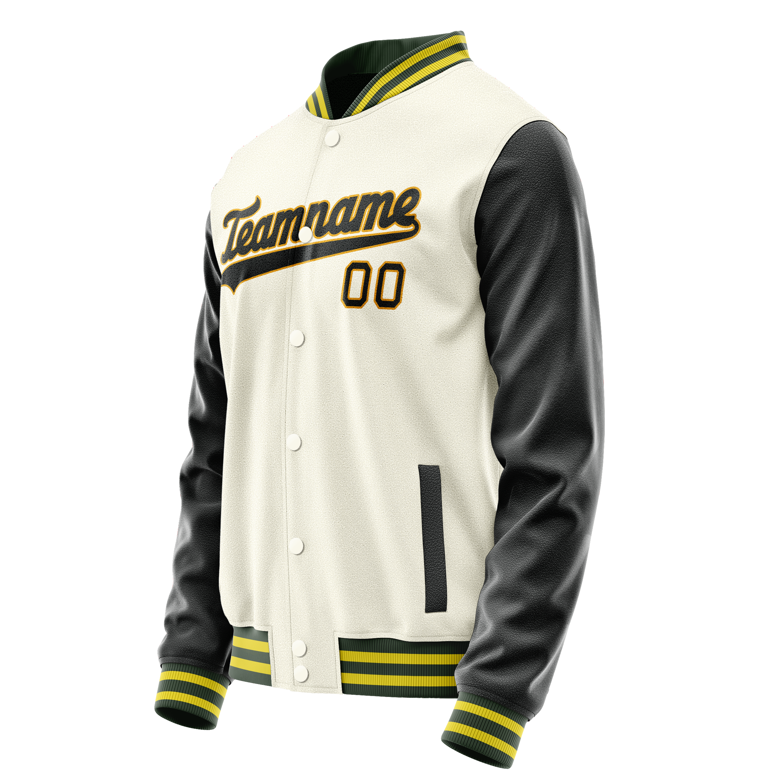 Personalized Cream & Black Solid Color Varsity Letterman Jacket