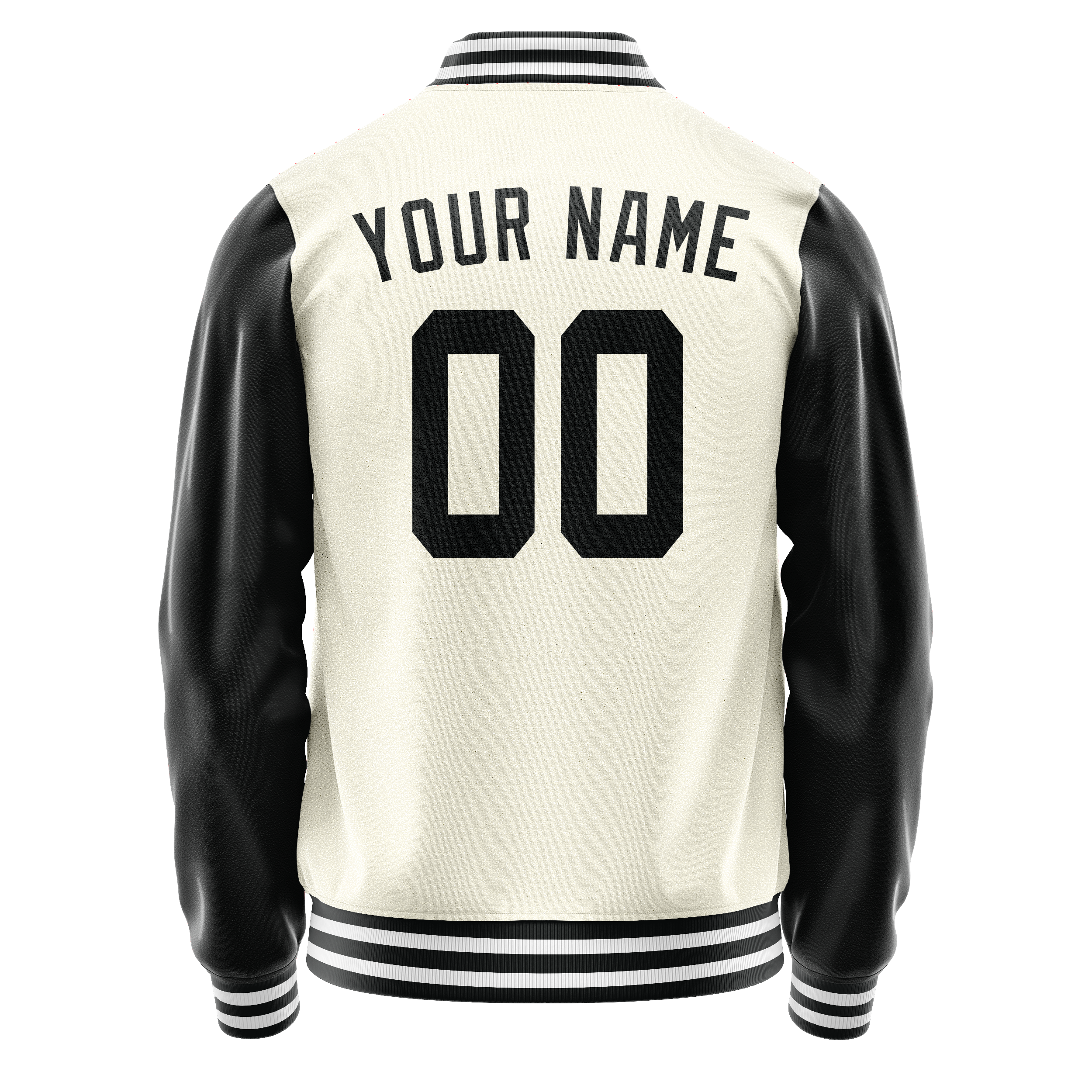 Personalized Cream & Black Solid Color Varsity Letterman Jacket