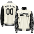 Personalized Cream & Black Solid Color Varsity Letterman Jacket