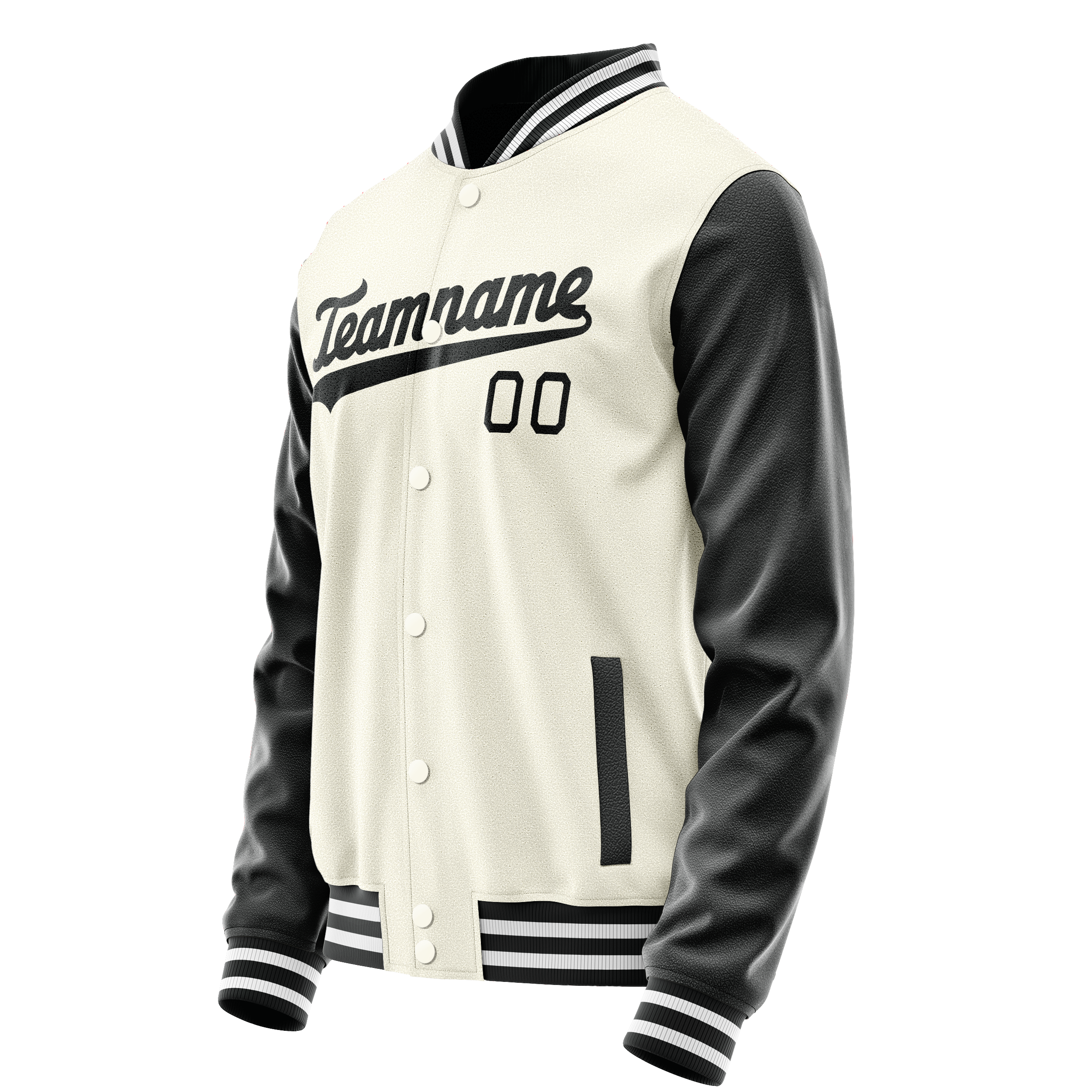 Personalized Cream & Black Solid Color Varsity Letterman Jacket