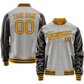 Personalized Gray & Brown Solid Color Varsity Letterman Jacket