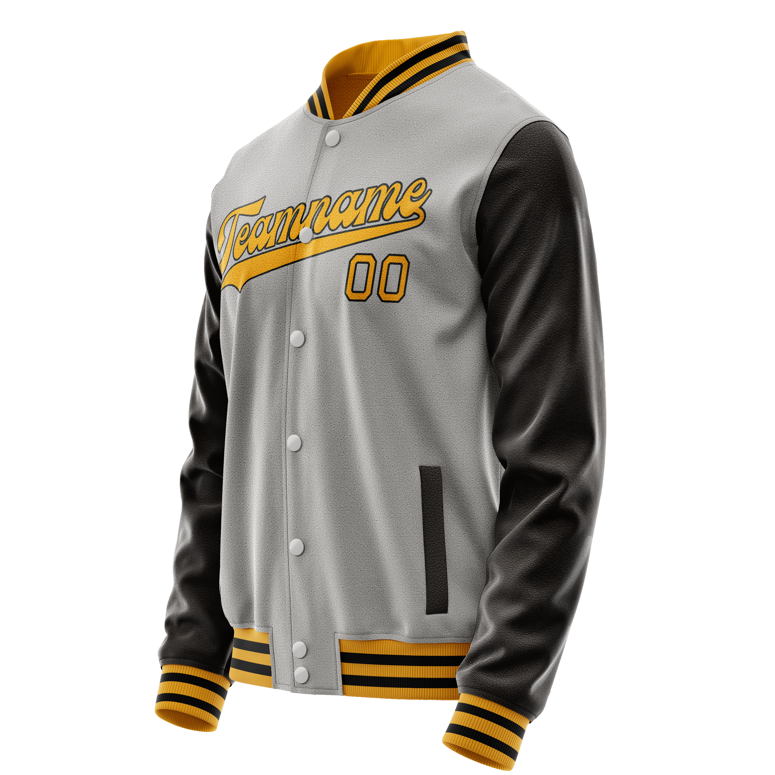 Personalized Gray & Brown Solid Color Varsity Letterman Jacket