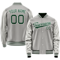 Personalized Gray & Green Solid Color Varsity Letterman Jacket
