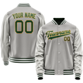 Personalized Gray & Green Solid Color Varsity Letterman Jacket