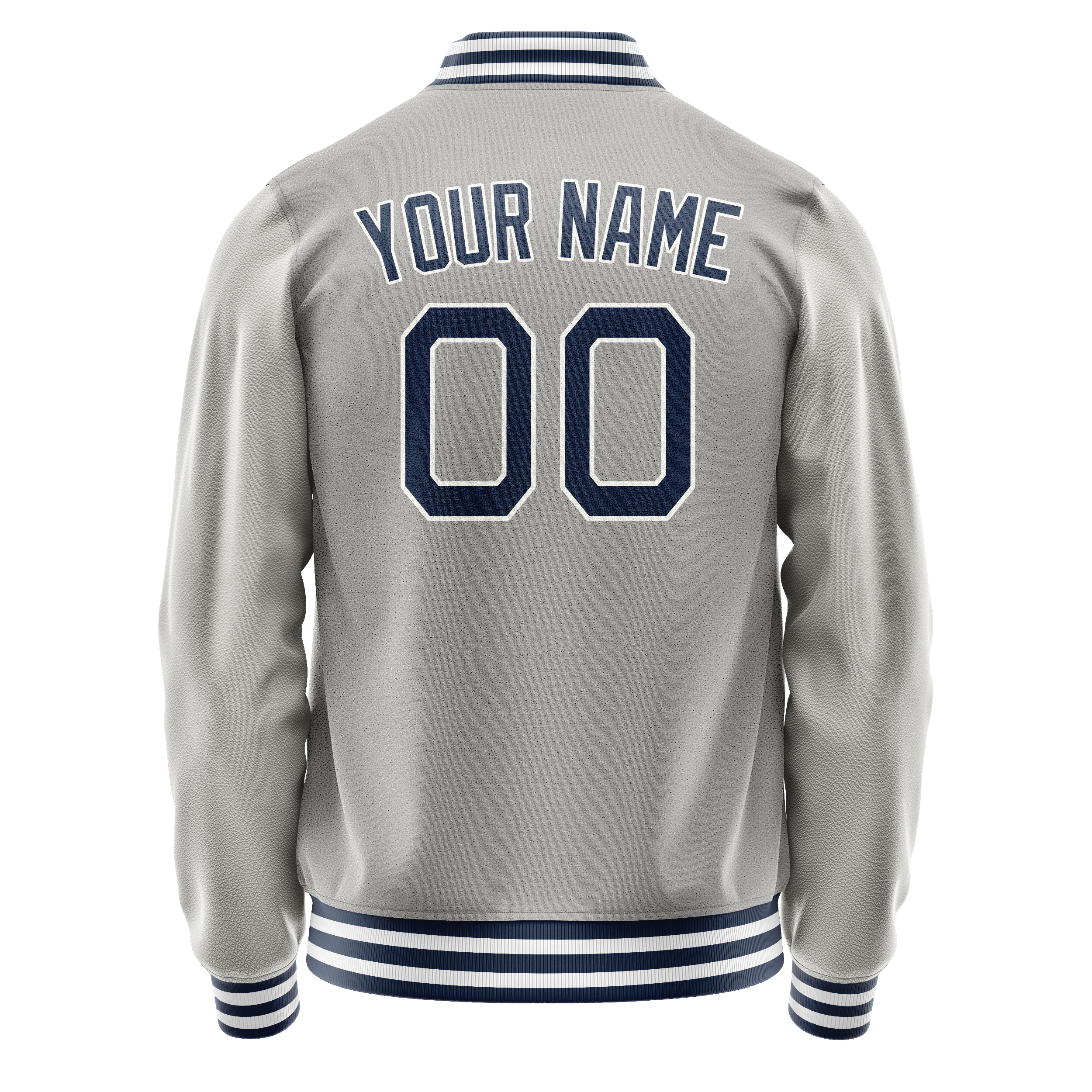 Personalized Gray & Navy Solid Color Varsity Letterman Jacket