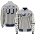 Personalized Gray & Navy Solid Color Varsity Letterman Jacket
